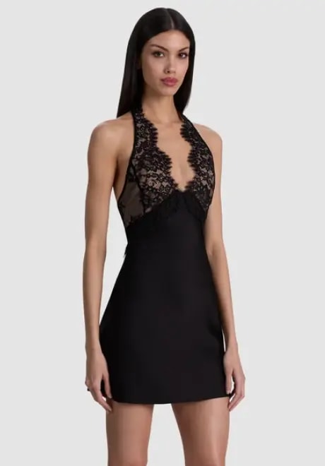 Viola Lace Halter Mini Dress